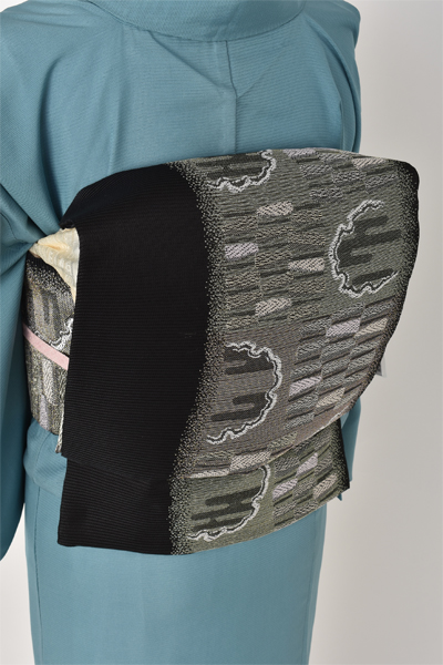 夏物訪問着〔青碧色地に夏椿〕