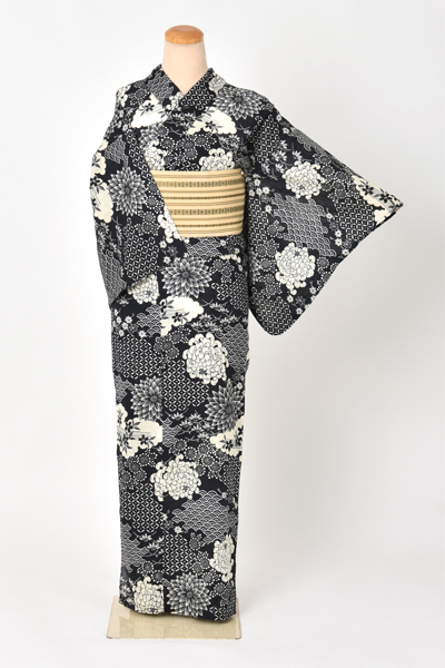 ゆかた(黒/古典柄)