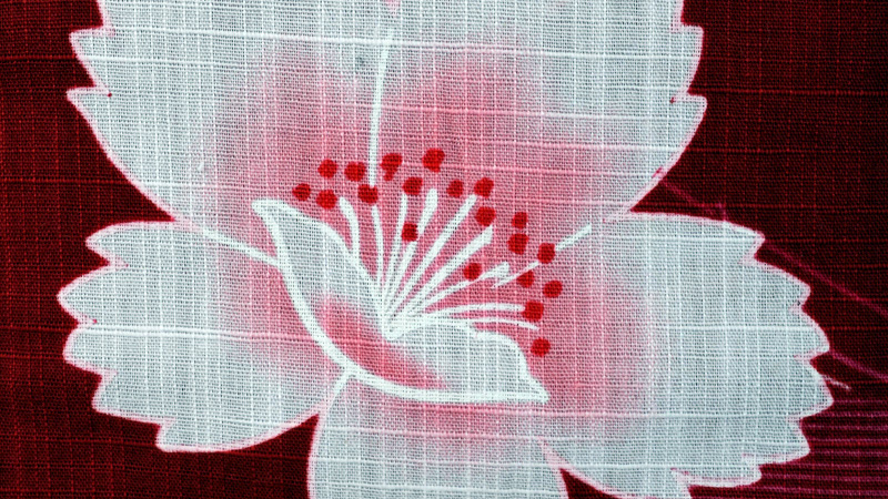 ゆかた(赤×鞠、花)