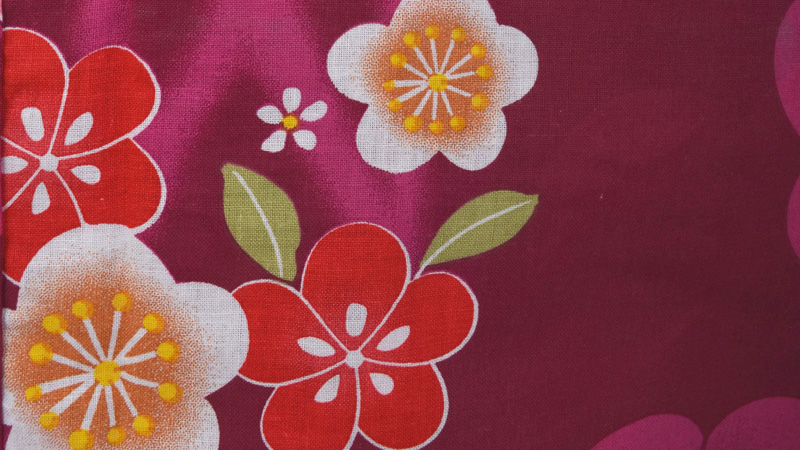 浴衣【えんじ×梅】