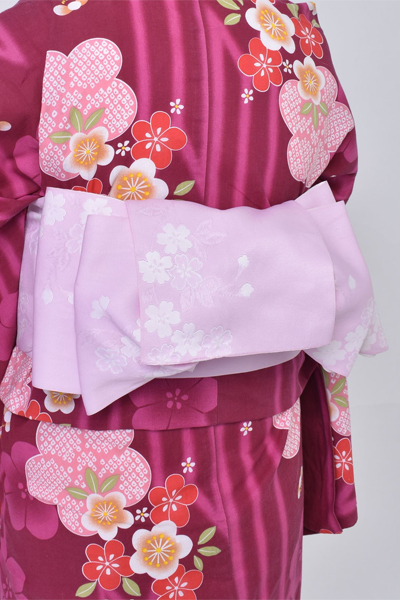 浴衣【えんじ×梅】