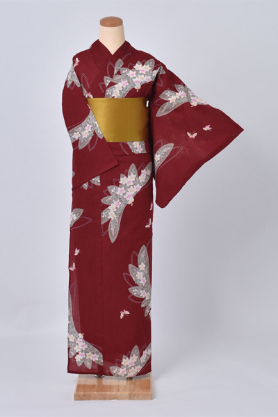 浴衣（えんじ色×桔梗）