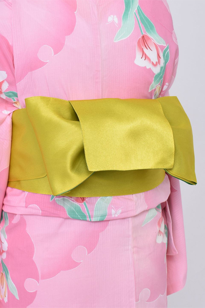 ゆかた(ピンク×雪輪取りとチューリップ)