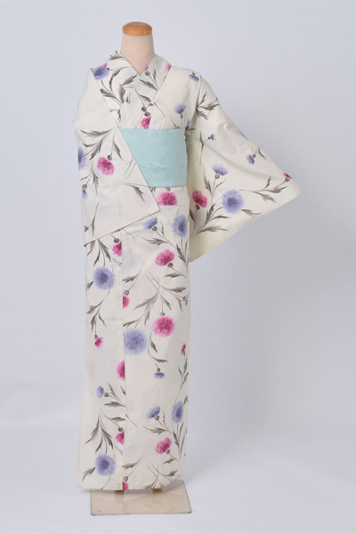 浴衣(生成り地にあざみの花)