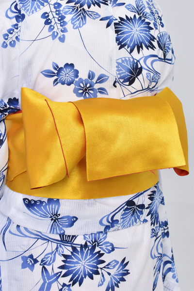 浴衣【ホワイト×藍染・花・蝶】4Lサイズ