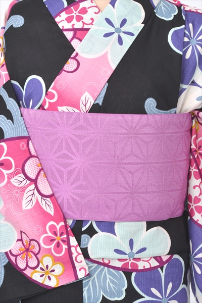 浴衣【黒×花・和柄】