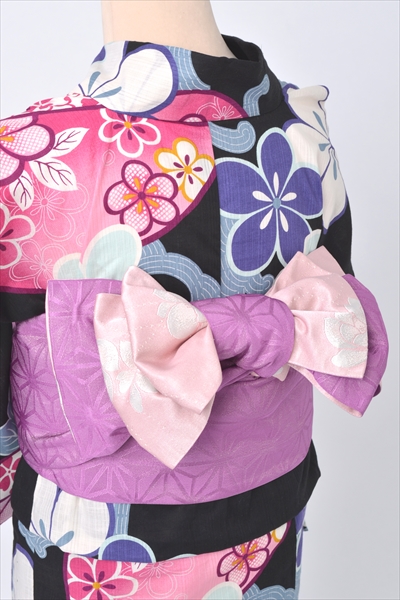 浴衣【黒×花・和柄】