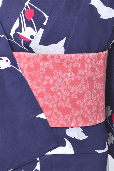 浴衣【ネイビー×蔦】4L～5Lサイズ