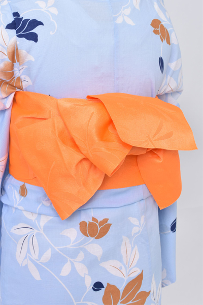 浴衣【ライトブルー×花】2L～3Lサイズ