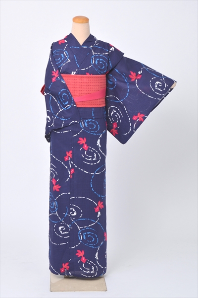浴衣【ネイビー×金魚】4L～5Lサイズ