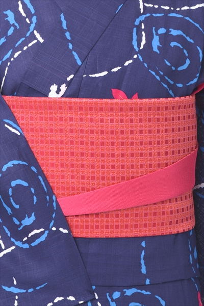 浴衣【ネイビー×金魚】4L～5Lサイズ