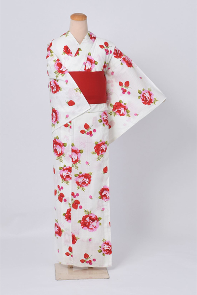 浴衣【クリーム×バラ】