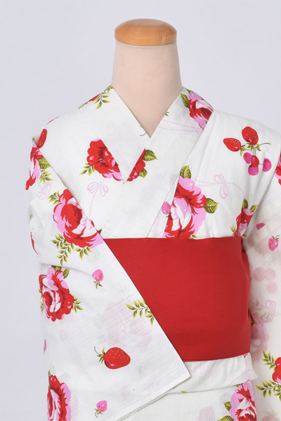 浴衣【クリーム×バラ】