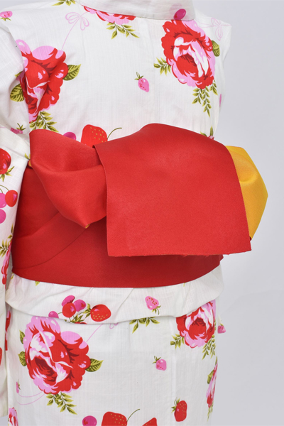 浴衣【クリーム×バラ】