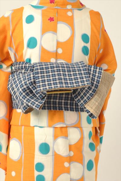 浴衣[山吹色/水玉・マリンテイスト]