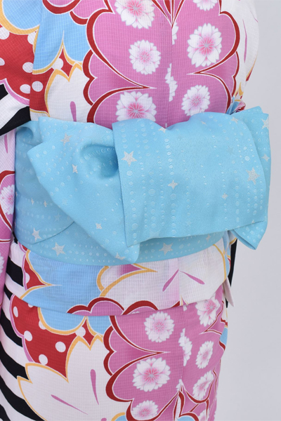 浴衣（ボーダー×ポップな柄）