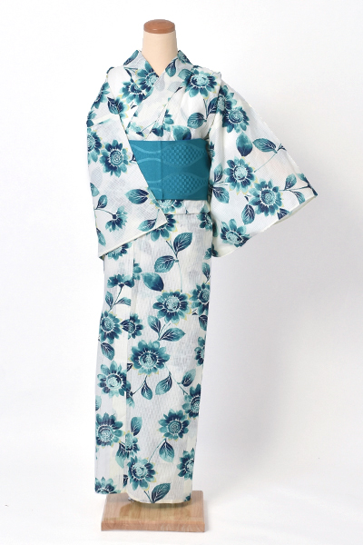浴衣(「そしてゆめ」ターコイズ×向日葵