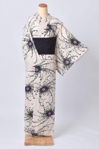 浴衣(「夢千代」生成り×菊)