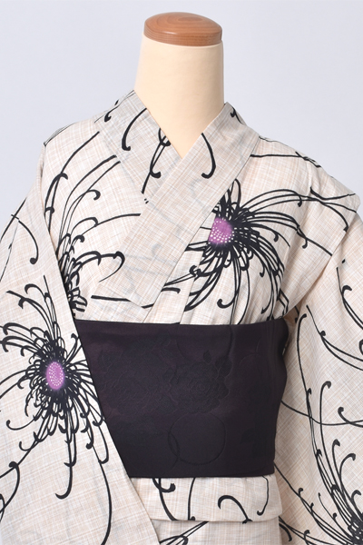 浴衣(「夢千代」生成り×菊)