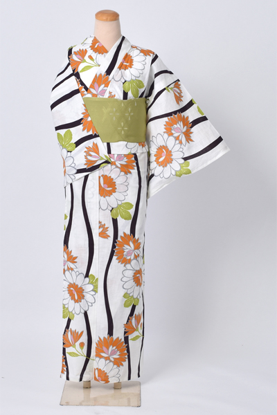 浴衣(「vivi」ストライプに花)