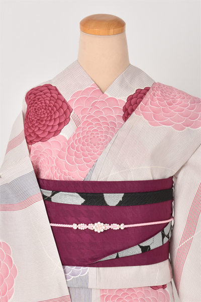 浴衣(縞×ダリア)
