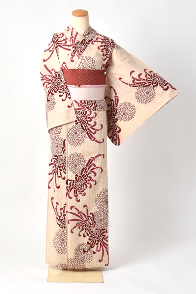 浴衣(生成り×菊）