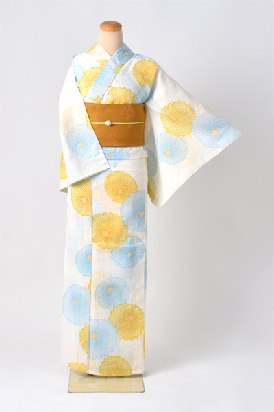 浴衣（水色・黄色の花）