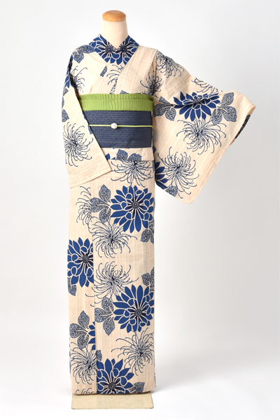 浴衣（生成り×菊）