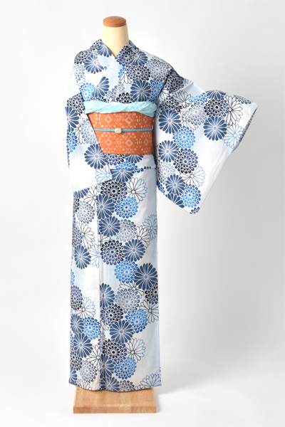 浴衣(水色×菊）