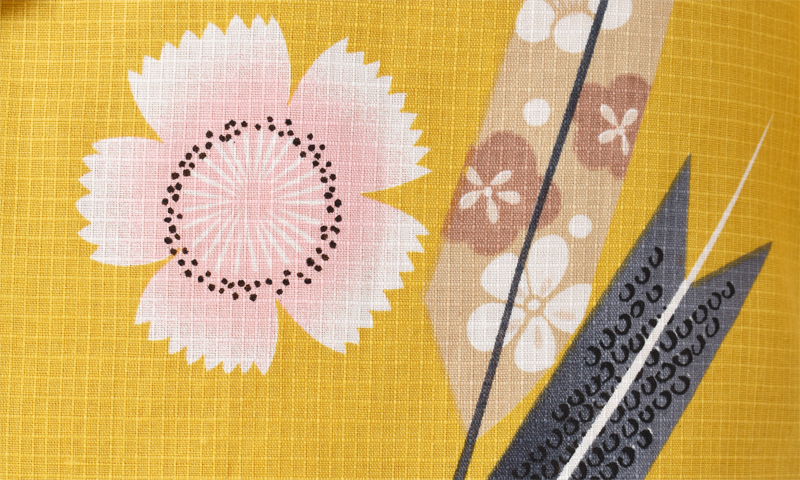 浴衣【マスタードイエロー×撫子・矢羽根】3Lサイズ