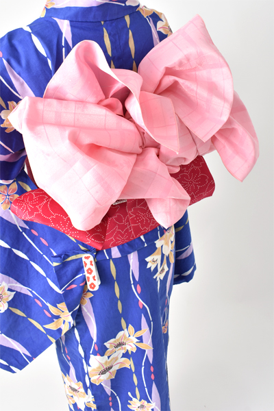 浴衣【ブルー×ユリ】5Lサイズ