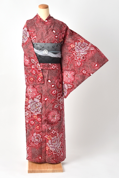 浴衣【レッド×絞り風】5Lサイズ