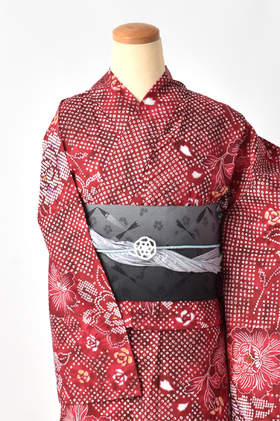 浴衣【レッド×絞り風】5Lサイズ