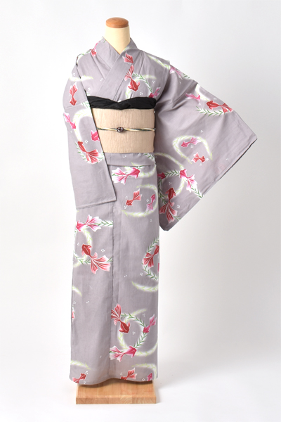 浴衣【グレー×金魚】5Lサイズ