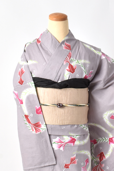 浴衣【グレー×金魚】5Lサイズ