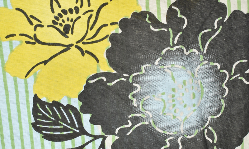 浴衣【ペールライトブルー×縞・花】5Lサイズ