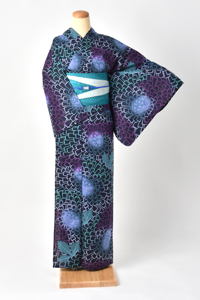 浴衣（紺×菊）