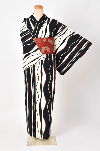 浴衣（黒×白）