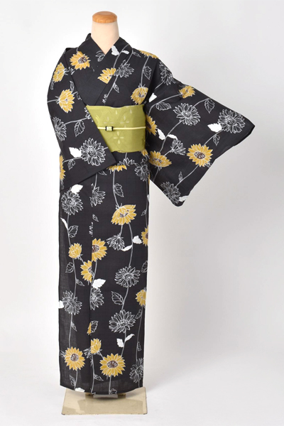 浴衣（墨色×向日葵）