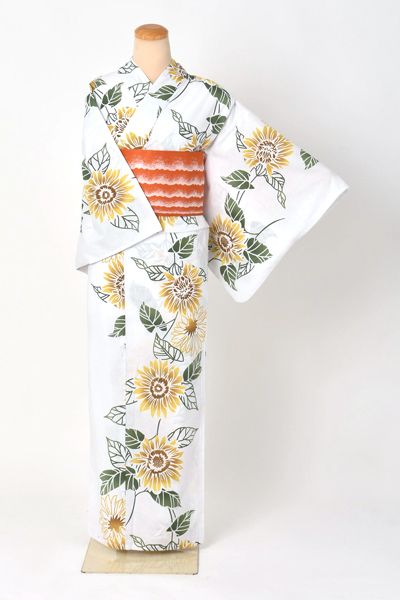 浴衣（白×向日葵）