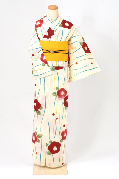 浴衣[生成り/椿]