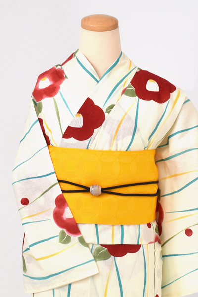 浴衣[生成り/椿]