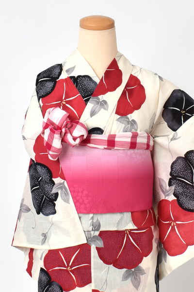 浴衣[Ｓサイズ/クリーム色/朝顔]