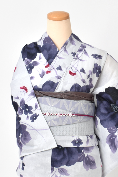 浴衣[Ｓサイズ/水彩画風/アイスグレー]