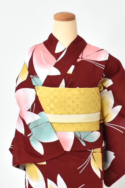 浴衣[UTAHA/えんじ/蝶]