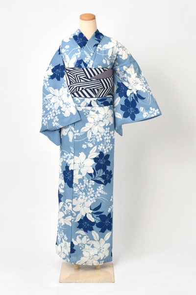 浴衣[水色/百合･萩･撫子]