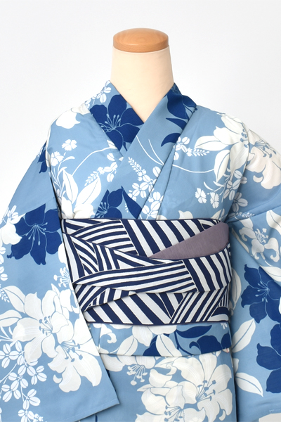 浴衣[水色/百合･萩･撫子]