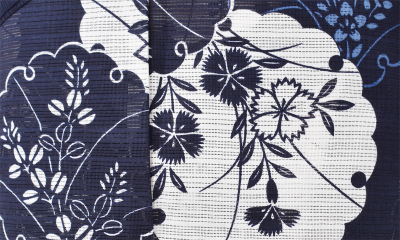 浴衣[紺/雪輪・花]