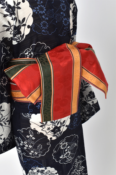 浴衣[紺/雪輪・花]